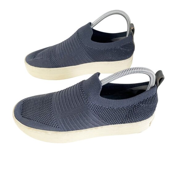 J Slides Women's 7 Slip on Shoes Hilo Platform Sneakers Knitted Blue/Gray Fabric - Picture 9 of 9